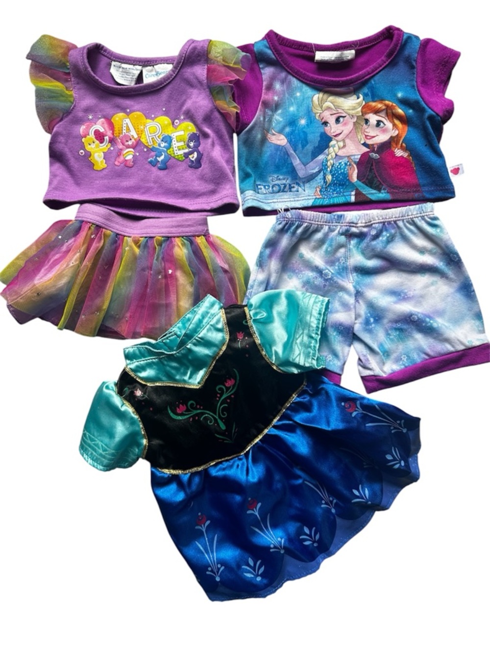 Build-A-Bear Purple Rainbow Tutu Top + Frozen & Anna Dress Outfit Set